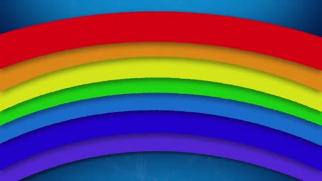 animation of rainbow floating on blue background