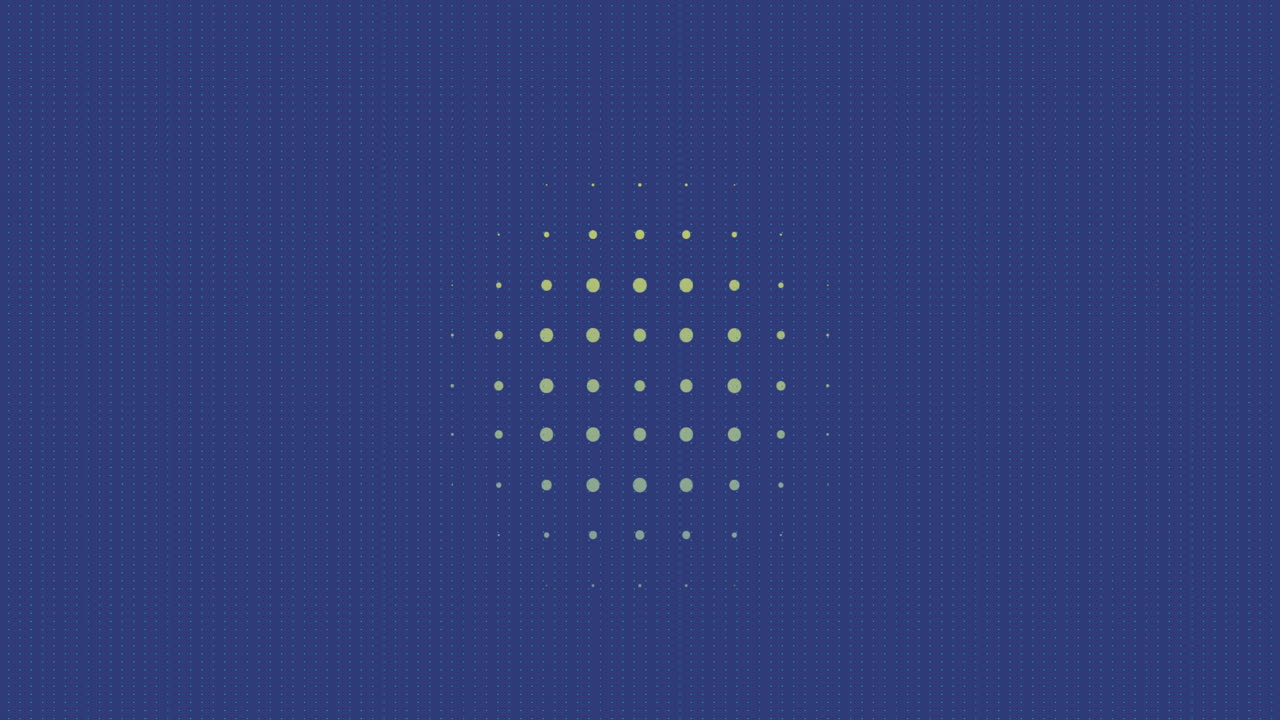 анимация петлистых оранжевых кругов и точек на синем фоне