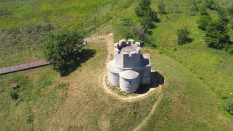 medieval stone church of st. nicholas (sveti nikola) from 12th century near nin, dalmatia, croatia