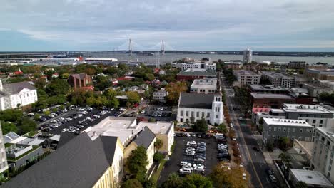 fast-aerial-over-citadel-square-baptist-church-in-charleston-sc,-south-carolina-in-4k