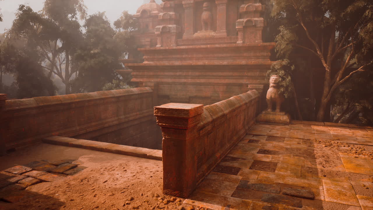 explorando un antiguo templo en la exuberante jungla de myanmar durante el amanecer