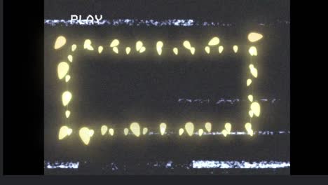 animación del cuadro de luces de hadas de navidad amarillas brillantes en la pantalla de reproducción, con interferencia