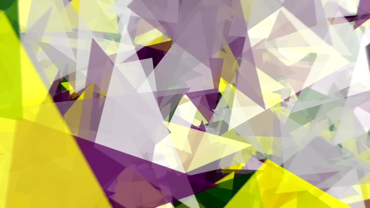 triángulos abstractos en colores amarillo, verde y púrpura