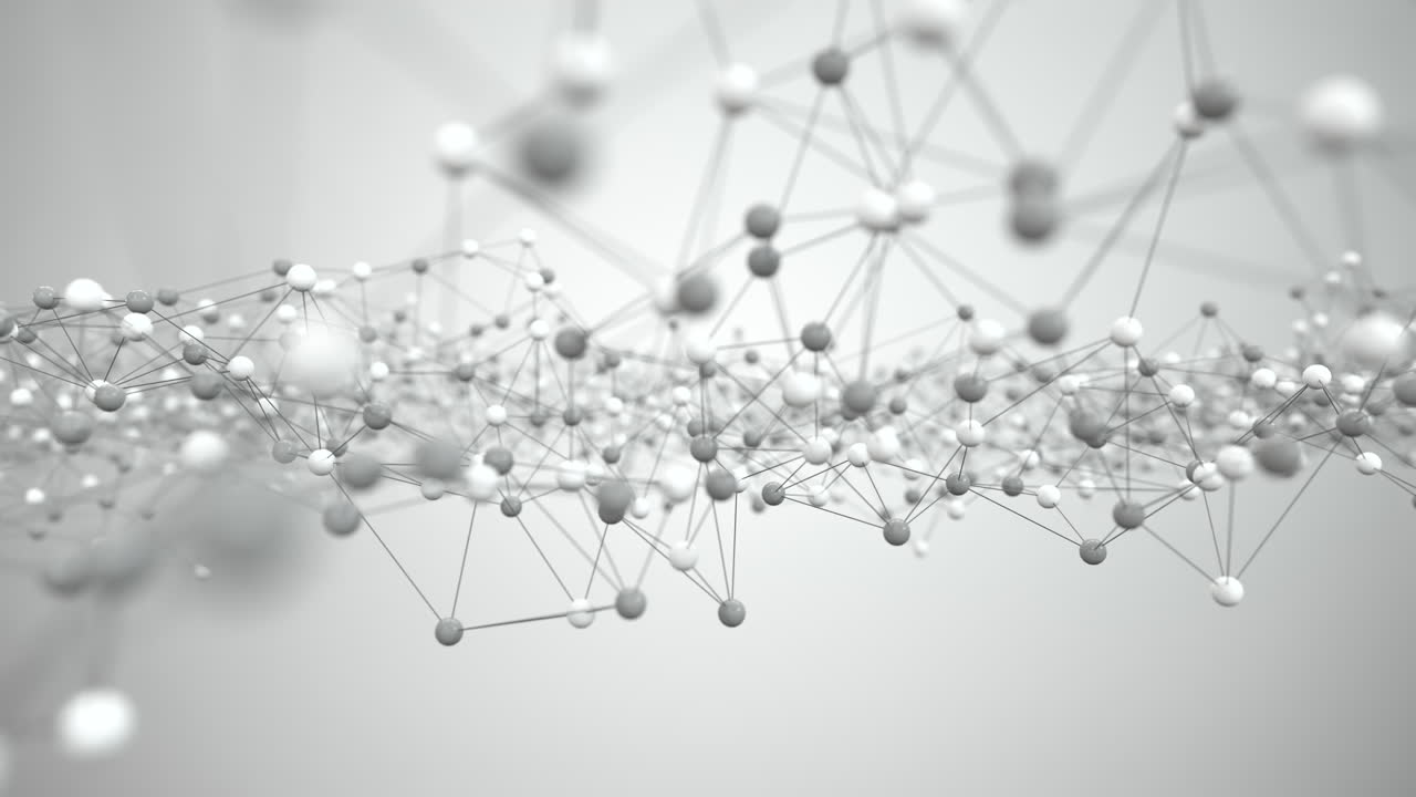 líneas de estructura de biología y partículas, renderización 3d.