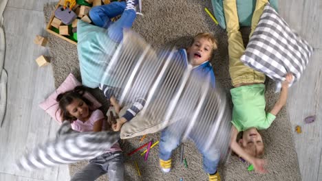 pillows falling down on children