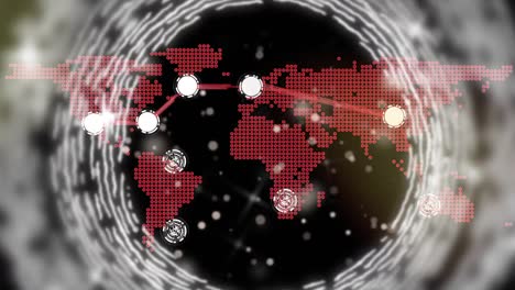 Animation of world map with networks of connections