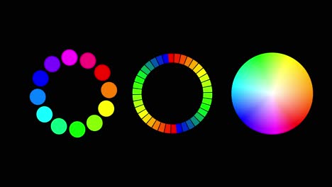 rueda de tres colores animada con círculos de color para gráficos y fondos de video