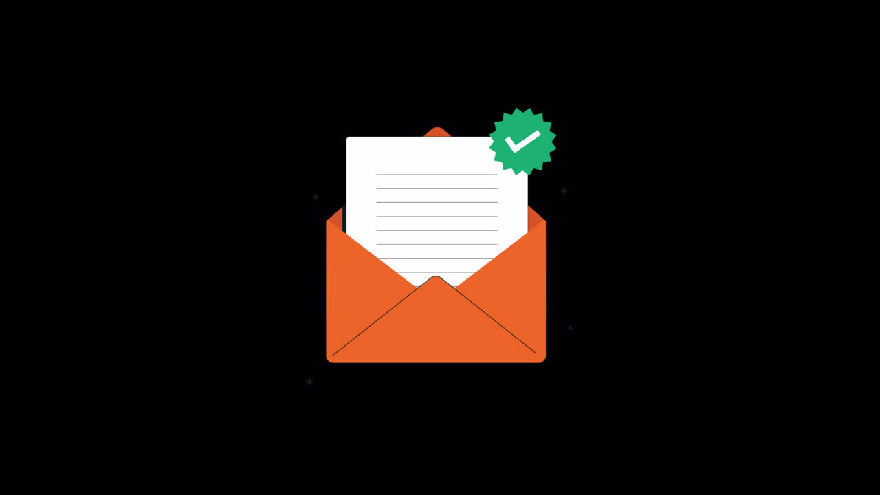 Animated Envelope with Letter and Green Checkmark Notification