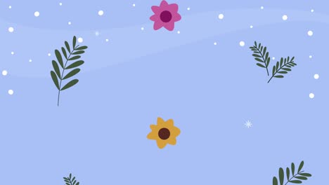 animación de flores y hojas de primavera