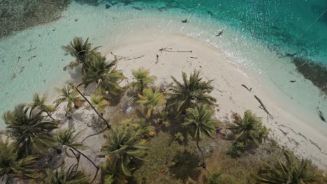 Junge-Frau-Zu-Fuß-Entlang-Eines-Strandes-Mit-Kristallklarem-Wasser-Auf-Einer-Abgelegenen-Insel-Im-San-Blas-Archipel,-Panama