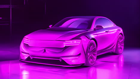 a mysterious purple car illuminated in the darkness