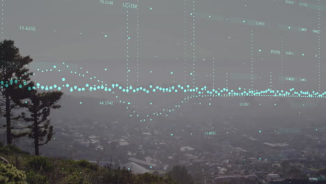 Animación-Del-Procesamiento-De-Datos-Sobre-Un-Paisaje-Urbano-Brumoso