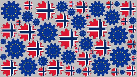 las banderas europeas y noruegas girando en el fondo