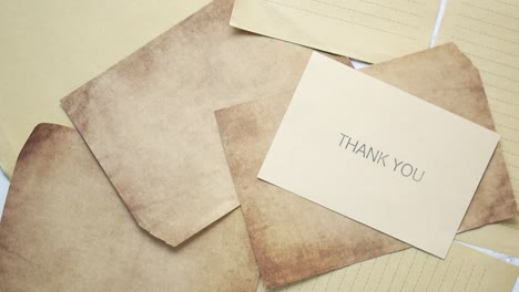 thank you note on aged paper