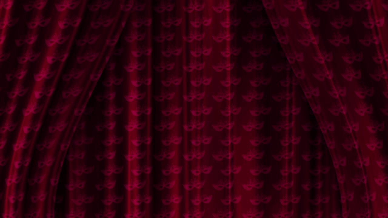 Theatrical opening curtains. The pattern is a mask. Animation in loop seamless motion through the curtains.