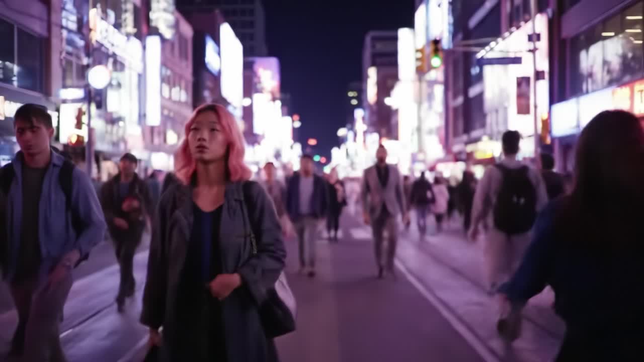 Busy Night Street Scene