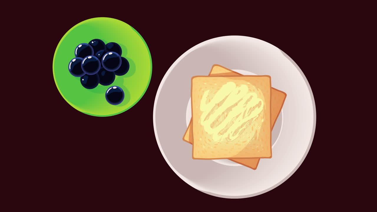 desayuno delicioso con animación de pan tostado