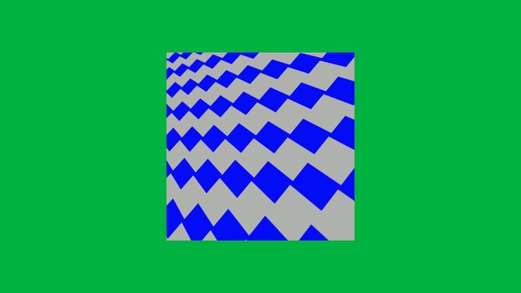 Animazione di quadrati blu e bianchi che si muovono attraverso un quadrato su sfondo bianco.