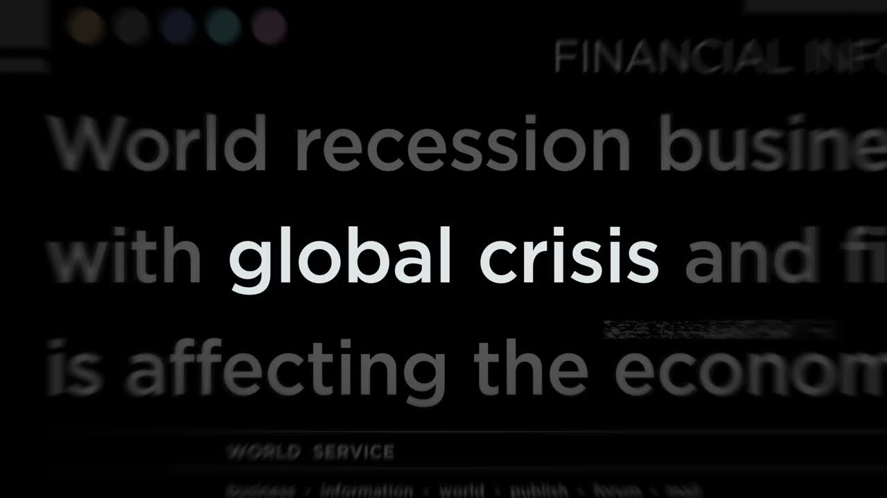 Headline titles media with global crisis economy crash seamless loop