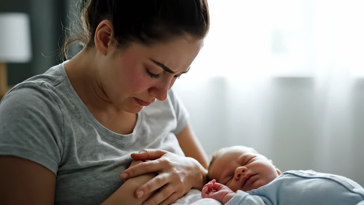 Mother and Newborn Baby Sleeping