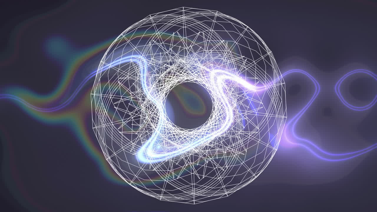 анимация геометрических фигур над синим светом на черном фоне