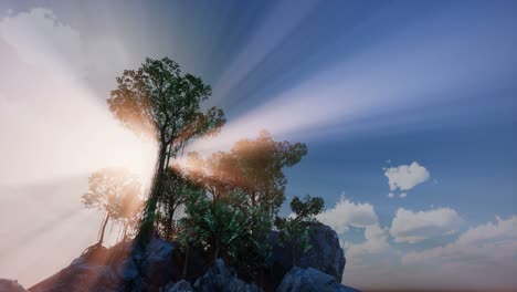 rocky island with trees as ocean