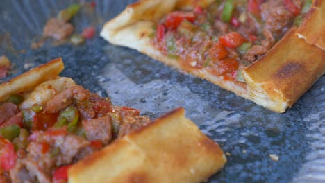 turkish pide with meat and vegetables