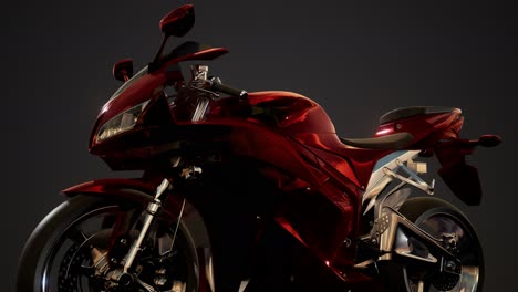 Moto-Sport-Bike-En-Estudio-Oscuro-Con-Luces-Brillantes