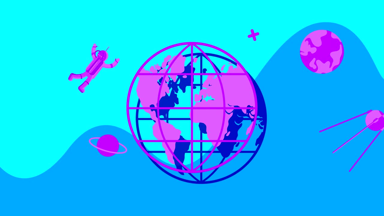 공간을 주제로 한 그림의 루프 애니메이션