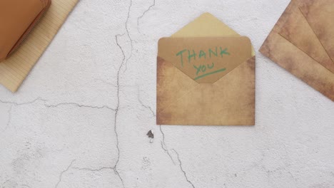 thank you note with white flowers