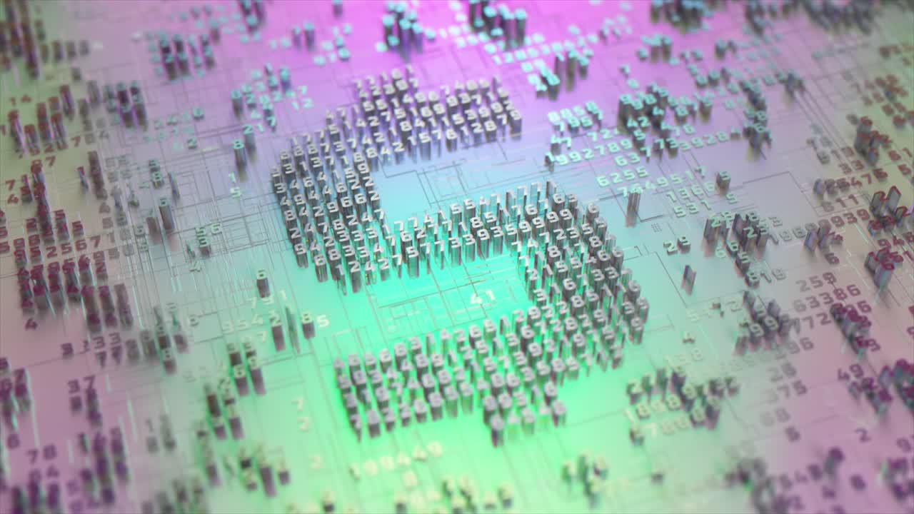 placa de circuitos abstractos con números 3d