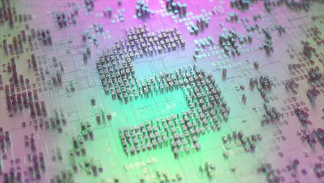 abstract circuit board with 3d numbers