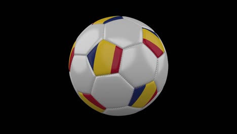 soccer ball with flag romania, loop alpha