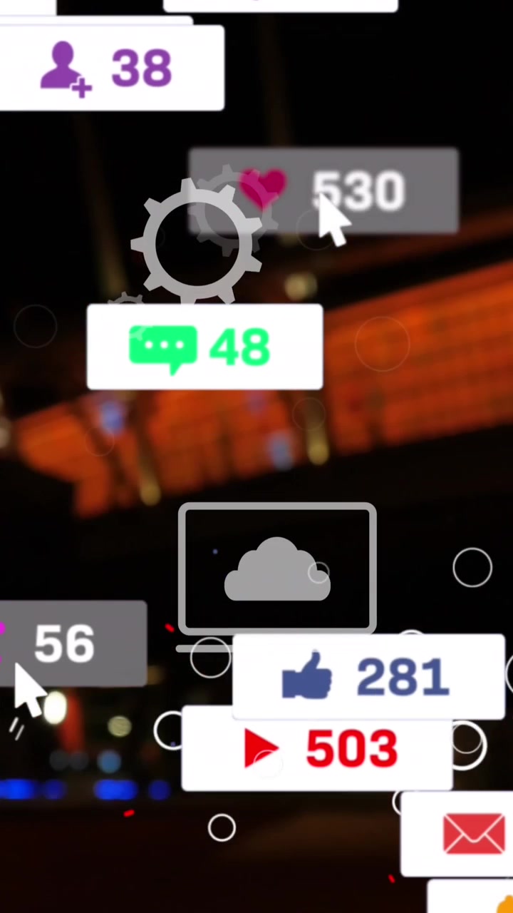 Animation of data processing over cityscape