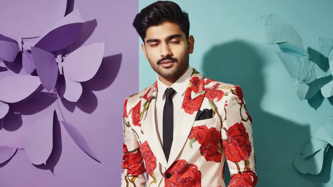 Man in floral suit