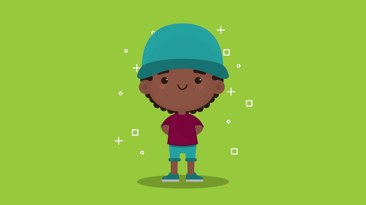 menino de desenho animado com um boné