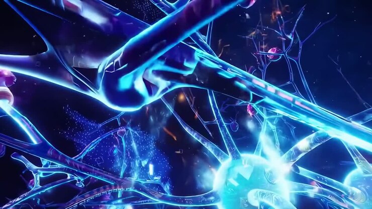 Abstract Neural Network with Glowing Connections and Synapses