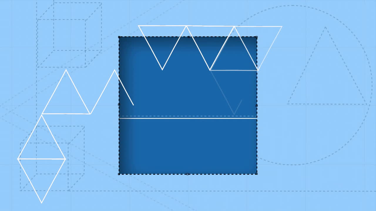 Animation of cutout and white shapes over blue background