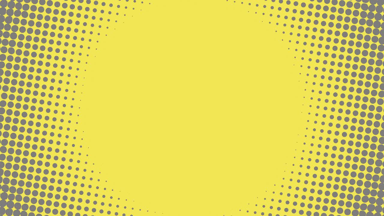 borde redondo de medio tono abstracto con puntos grises en un fondo amarillo. gráficos de movimiento de paleta de colores de moda