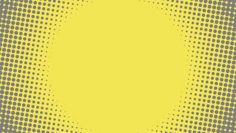 borde redondo de medio tono abstracto con puntos grises en un fondo amarillo. gráficos de movimiento de paleta de colores de moda