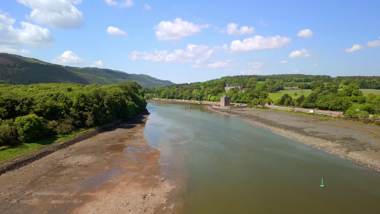 Aerial video of Warrenpoint and Narrow Water Keep in County Down, Northern Ireland, UK on a bright and sunny day. Filmed in 4K, 60FPS and with Rec709 color.