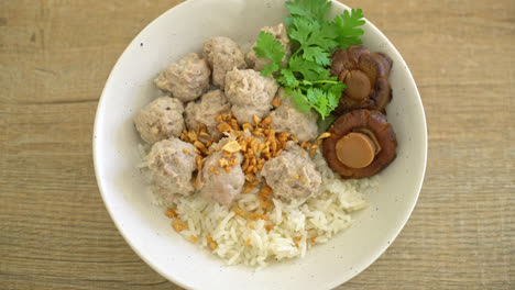 homemade dried rice porridge with boiled pork bowl