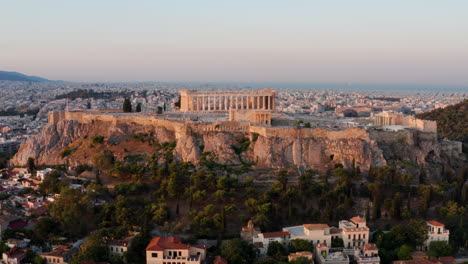 parthenon in the acropolis of athens with city view at sunrise in greece