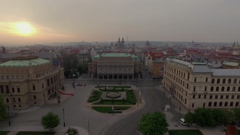 Aerial-Prague-view-with-Jan-Palach-Square-and-Manes-Bridge