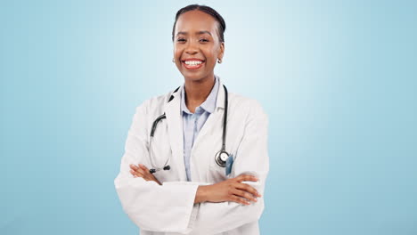 Face,-doctor-and-black-woman-with-arms-crossed