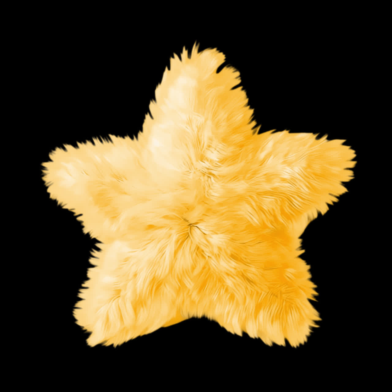 Fluffy star-shaped pillow decor animation isolated asset, transparent 4K video, alpha channel