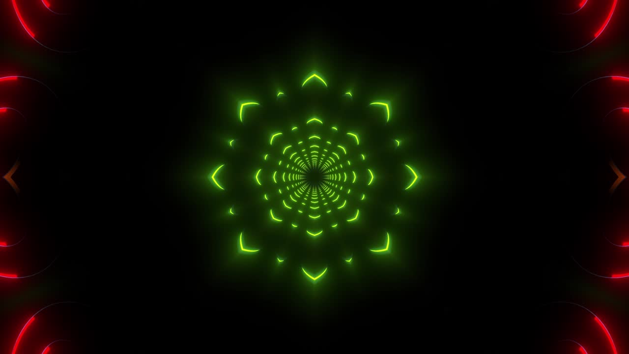 túnel de cilindros de luz de neón