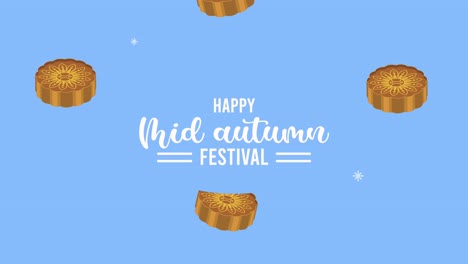 happy mid autumn festival lettering with mooncakes pattern