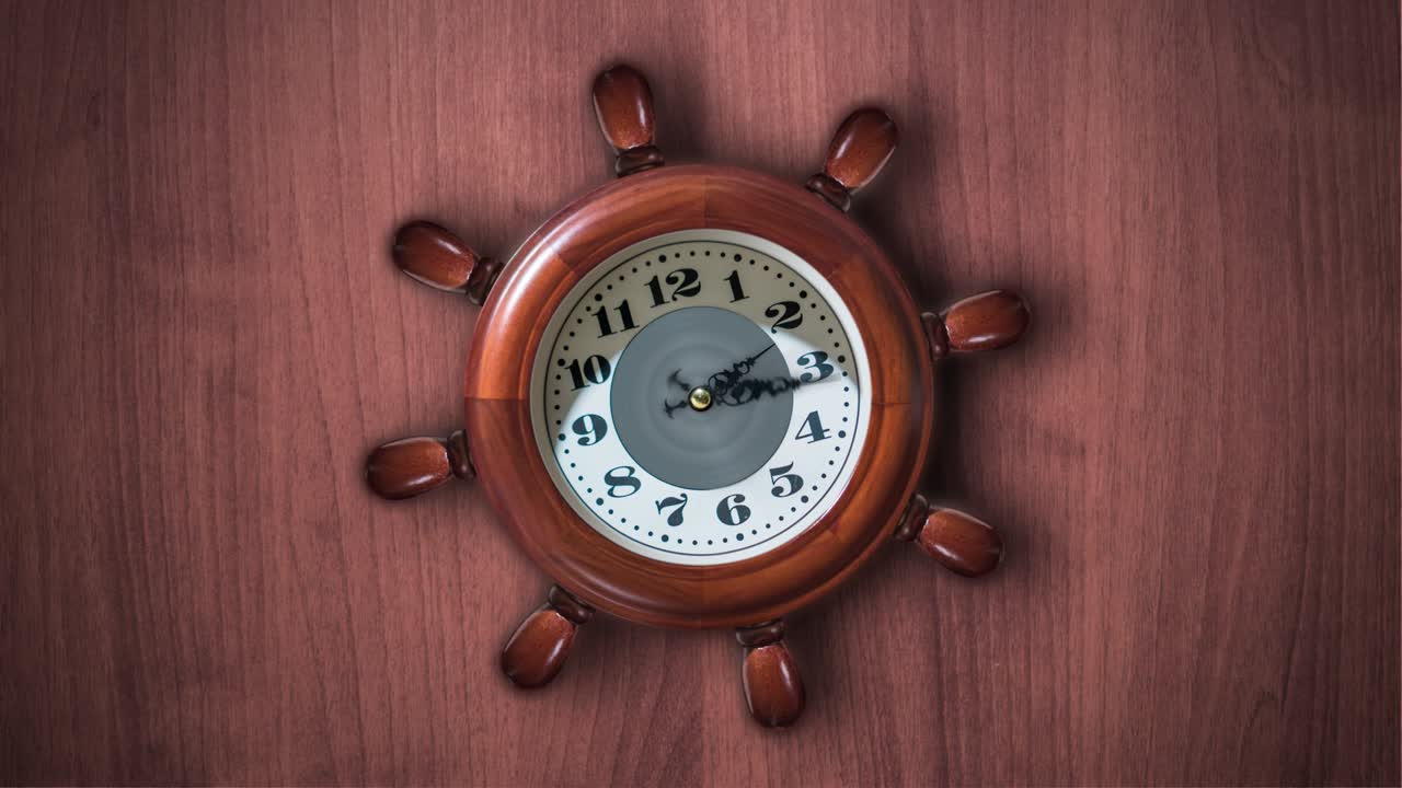 Clock in the shape of a ship's helm