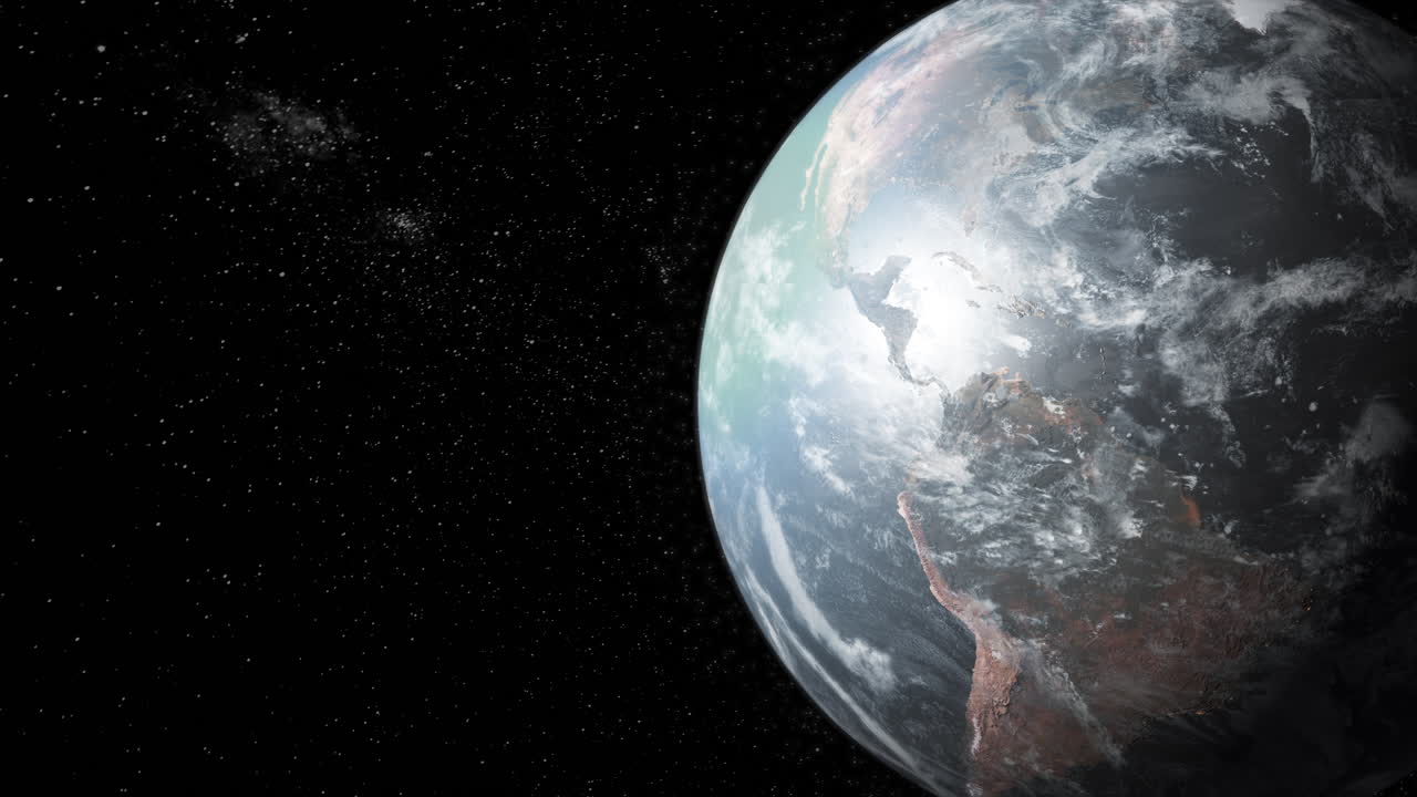 кинематографическая, фотореальная земля медленно вращается с участием западного полушария в основном северной и южной америки